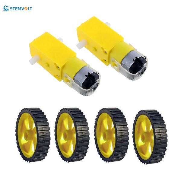 Dual Shaft DC BO Motor with 45mm Yellow Wheels