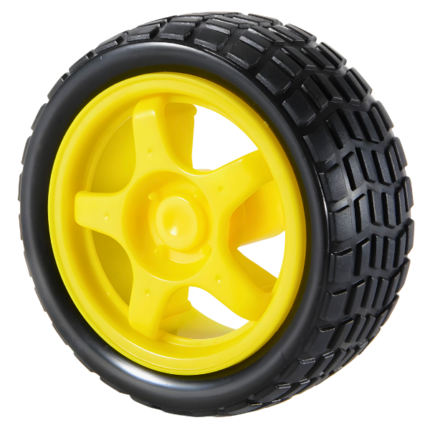 65mm Robot Wheel Durable Rubber Tire-For BO Motors-Black And Yellow (Pack Of 2)