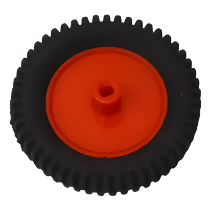 70mm X 13mm Hard Plastic Build Rubber Cover Red Color 6mm Rod Compatible Toy Truck Wheel Pack of 2pcs