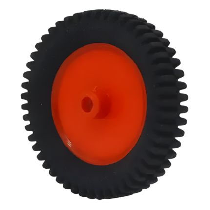 70mm X 13mm Hard Plastic Build Rubber Cover Red Color 6mm Rod Compatible Toy Truck Wheel Pack of 2pcs