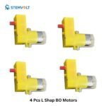 L shaped DC BO motor kit with 65mm yellow wheels