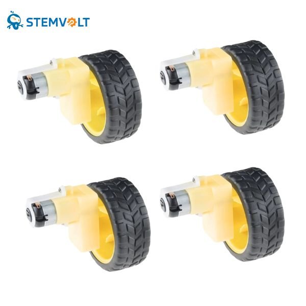 L shaped DC BO motor kit with 65mm yellow wheels