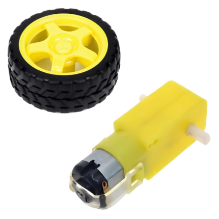 DC Motor Dual Shaft & 65mm Yellow Wheels 2 x Gear Motor & 4 x Wheel Kit