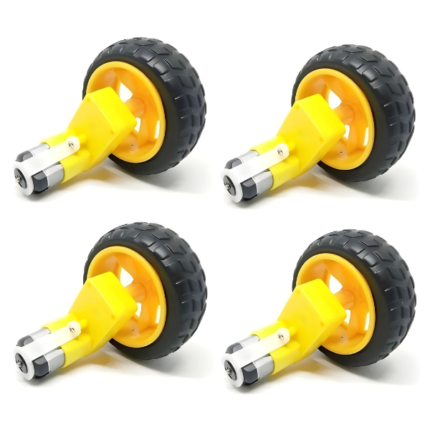 DC Motor L Shaped and 45mm Yellow Wheels Gear Motor & Wheel Kit (4-4 pcs)