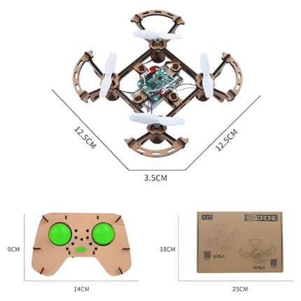 RC DIY DRONE XYQ-1 Diy Wooden Drone Kit for Kids or Beginner，2.4GHz RC Quadcopter with altitude hold, Headless Mode，3D Flip and One Key lift, Flying Toy Gift for Children Boys Girls