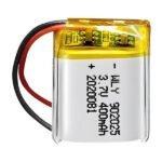3.7V 400mAh lithium polymer battery for small electronics and DIY projects.
