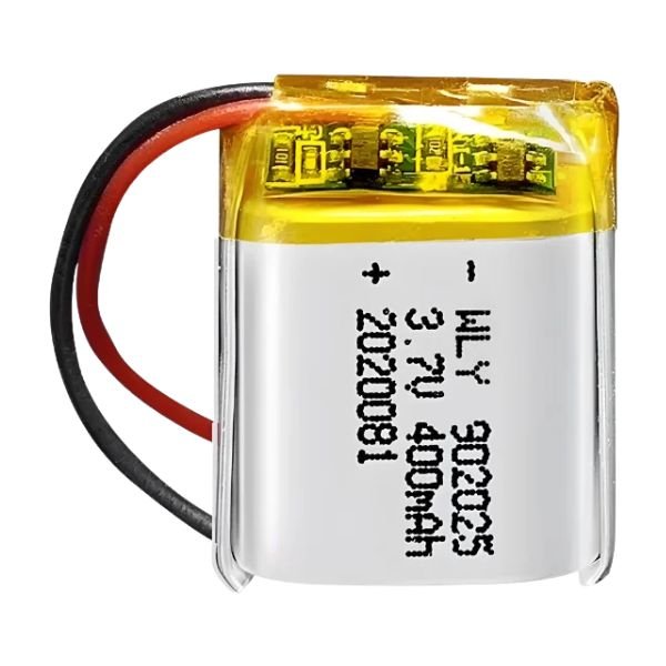 3.7V 400mAh lithium polymer battery for small electronics and DIY projects.