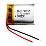 3.7V 400mAh lithium polymer battery for small electronics and DIY projects.