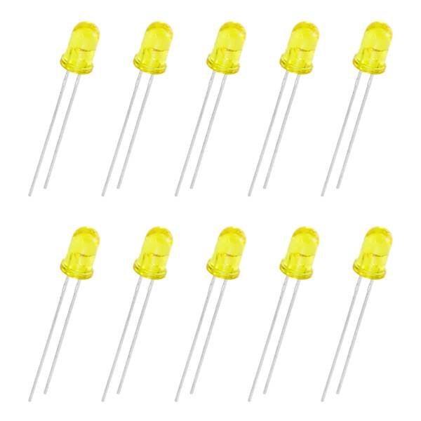 Yellow 5mm LED Lights for DIY Electronics Projects