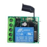 RF remote transmitter paired with single channel relay receiver module