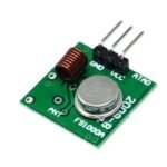 315MHz RF receiver board close-up showing 5V input pin and data output pin layout