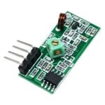 315MHz RF receiver board close-up showing 5V input pin and data output pin layout