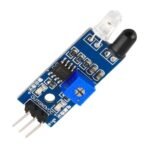 Infrared IR sensor module side view showing compact PCB depth and pin header height
