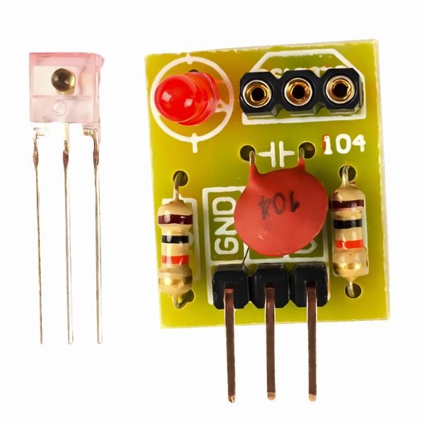 Laser receiver sensor module non-modulated tube with three pin connector front view