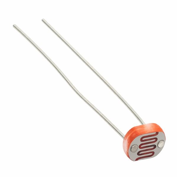 5mm LDR light dependent resistor sensor with two wire leads front view