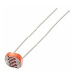 LDR sensor 5mm diameter through hole component on breadboard close up