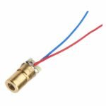 650nm Mini Laser Dot Diode Module 6mm cylindrical body with red wire leads front view