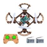 RC XYQ-1 wooden drone kit assembled for beginners learning basic quadcopter building skills.