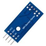 Hall effect sensor module back view showing 2mm mounting holes and PCB trace layout clearly