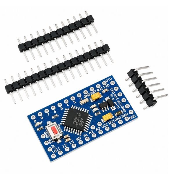 Arduino Pro Mini 5V 16MHz ATmega328P board with compact layout, pin holes, and onboard components