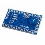 arduino mini board backside with PCB traces, solder pads, and pin hole connections