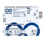 Arduino Uno R3 board backside with PCB traces, solder pads, and connector layout