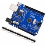 Arduino uno board USB-B connector shield header pins side view