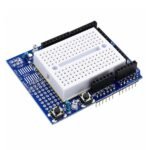 Arduino uno shield board 170 point breadboard 5V 3.3V GND rails view