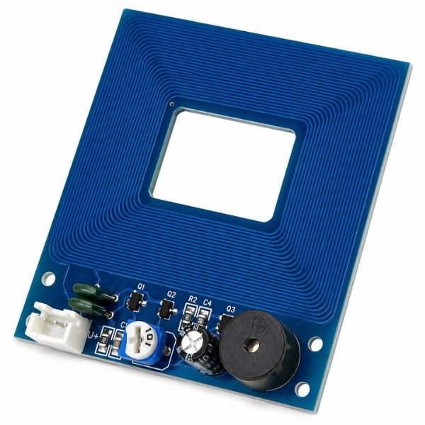 Metal Detector Sensor Module front view showing inductive coil and signal output pin header