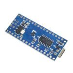 development board backside of Arduino Nano R3 with PCB traces, solder pads, and header connections
