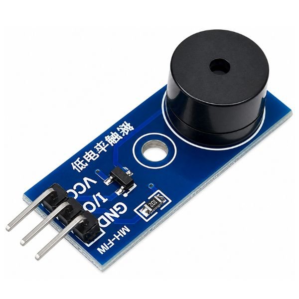 Passive Buzzer Module view showing PCB traces bolt holes and 2.54mm pin pitch