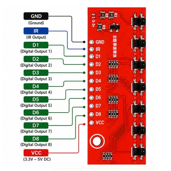 Buy 8 Channel IR Infrared Sensor Array | IR Detection Module