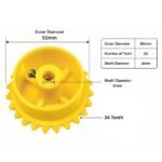 Plastic Bevel Gear 50mm 24 Teeth Yellow DIY Robot front view