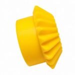 Plastic bevel gears 50mm 6mm bore yellow miter pair top view