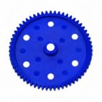 Plastic Spur Gear 65mm 60 Teeth Blue Robotics DIY front view