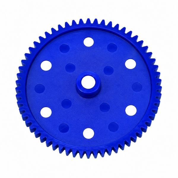 Plastic Spur Gear 65mm 60 Teeth Blue Robotics DIY front view