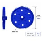 Plastic Spur Gear 65mm 60 Teeth Blue Robotics DIY