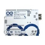 Arduino Uno R3 board backside with PCB traces, solder pads, and connector layout