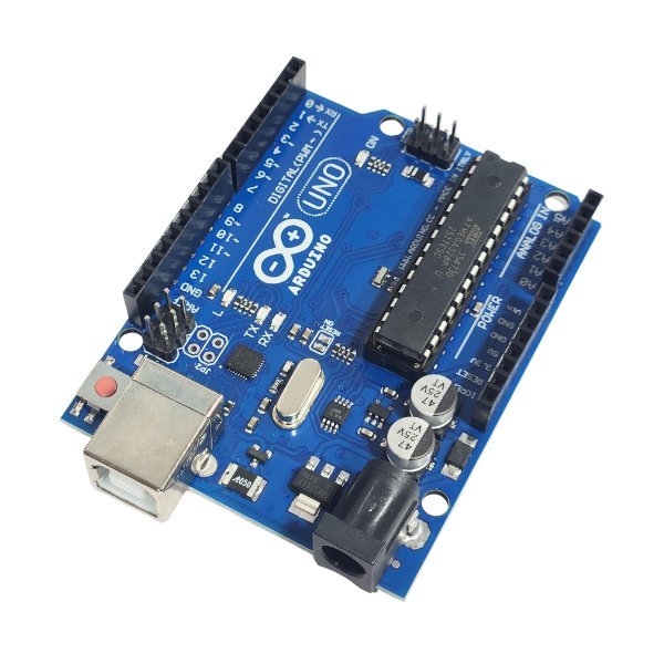 Arduino Uno R3 Compatible Board with USB port, ATmega328P chip, and pin headers