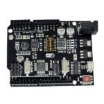 arduino wifi module section showing ESP8266 chip and antenna area on UNO R3 combo board