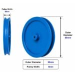 V groove pulley 50mm plastic 6mm wide belt drive top view