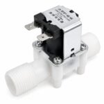 12V DC 1/2 Inch Electric Solenoid Valve front view showing aluminium body and 1/2 inch fittings