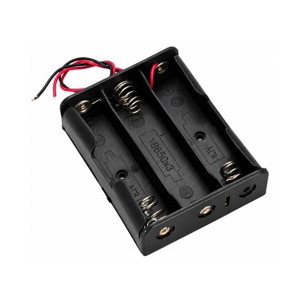3-Slot 18650 lithium battery holder front view