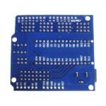 arduino shield backside with PCB traces, solder pads, and connector points on Nano IO adapter board
