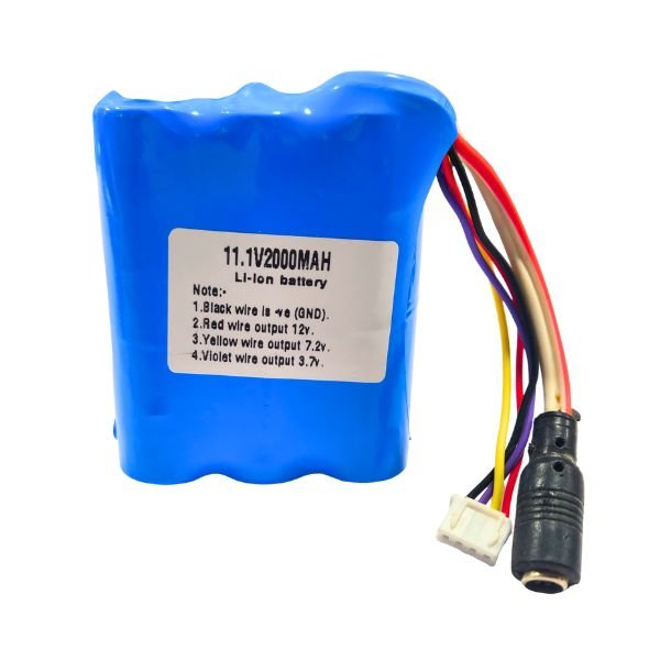 11.1V 2200mAh lithium-ion rechargeable battery pack for DIY electronics projects.