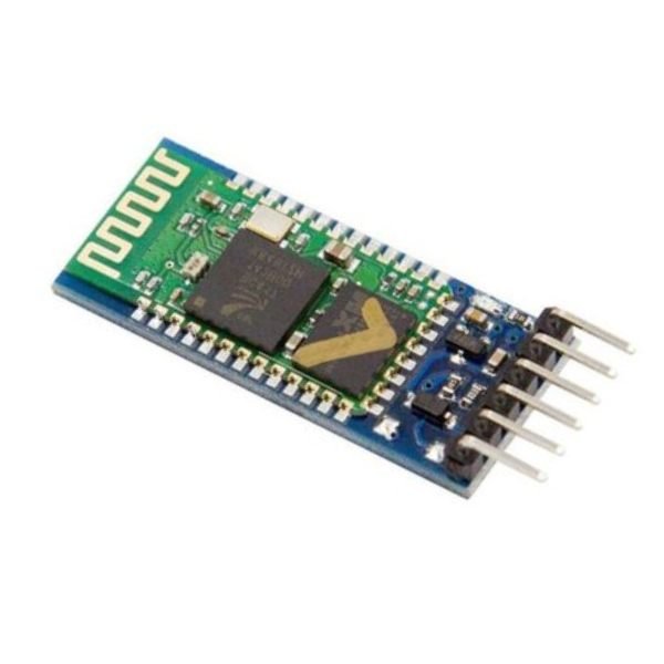 Bluetooth HC-05 wireless module front view showing antenna chip UART pins and power indicator LED