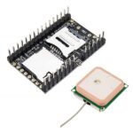 A9G GSM GPRS GPS module UART serial pin header close-up for AT command and NMEA data connection