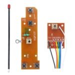 4CH Remote Control Transmitter Receiver PCB Module front view showing transmitter buttons and receiver output pins