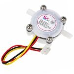 Water flow sensor inlet port showing 2.5 to 4 mm pipe connection fitting and 6 mm outlet