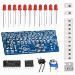 LED flowing light circuit board with NE555 timer and CD4017 IC for school level projects